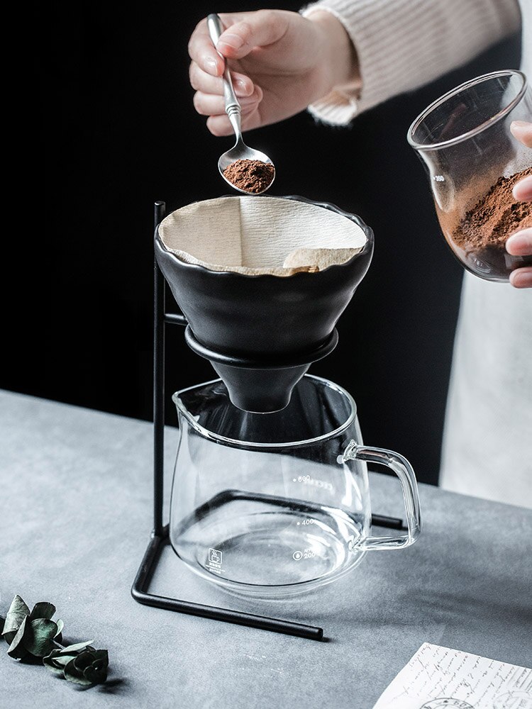 V60 espresso kaffefilter genanvendeligt keramik kaffedrypper tragt dryp kaffemaskine med holder kaffegrej kaffetilbehør
