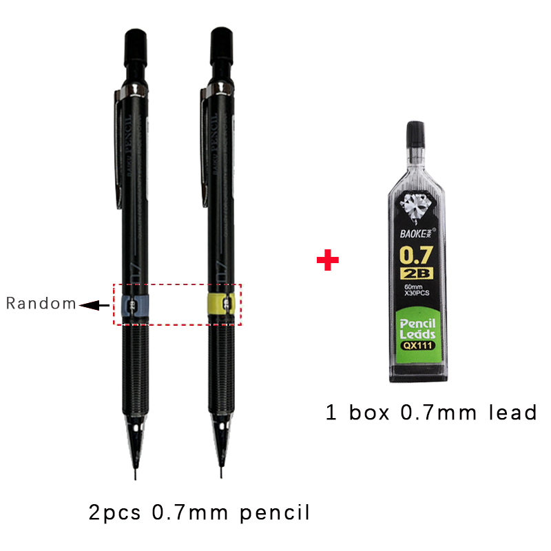 Lápiz mecánico con juego de cables, lápices automáticos para estudiantes con de borrador, suministros de escritura y pintura escolar, 0,3/0,5/0,7/0,9mm: Rojo