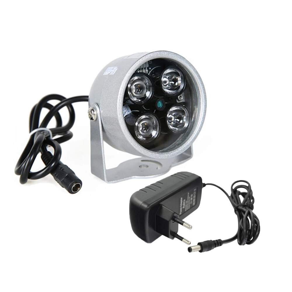 4IR LED High Power Light Infrared Illuminator IR Night Vision For CCTV Security Cameras Fill Lighting Metal Gray Dome Waterproof: Led4-S-12V2A