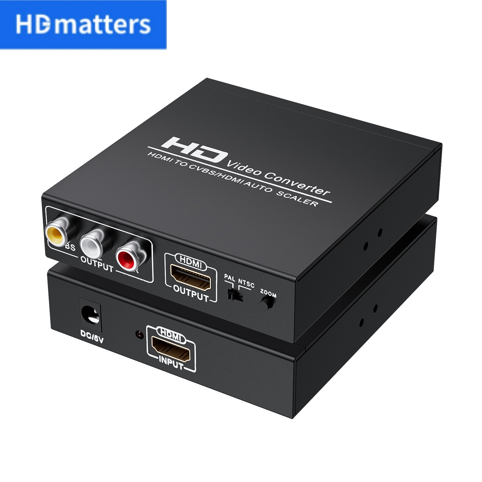 1080P HDMI naar RCA HDMI-splitter Scaler-converter met zoomfunctie ondersteunt RCA- en HDMI-uitgang tegelijk
