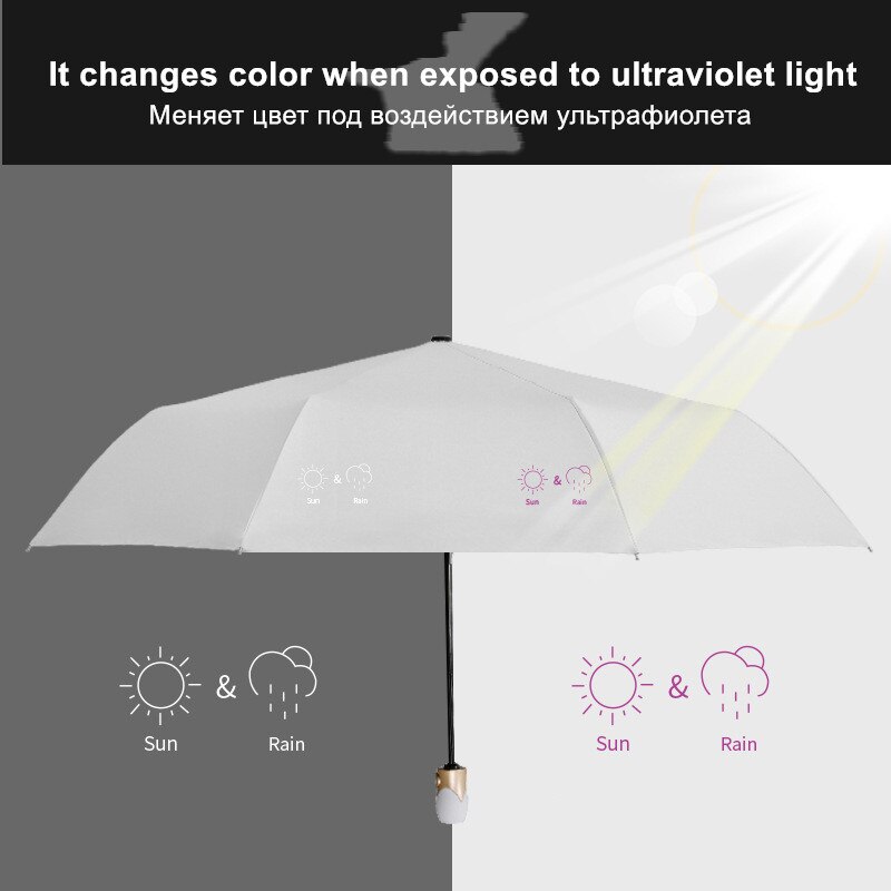 DMBRELLA Black coated 3 Fold UV Rain Women men Automatic windproof umbrellas male parasol Girls paraguas