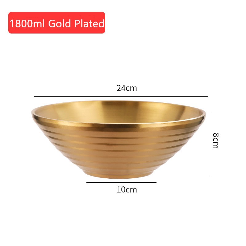304 Stainless Steel Ramen Bowl Rice Salad Noodle Soup Bowl Golden Home Restaurant Food Serving Dish Pickled Cabbage Large Bowl: black