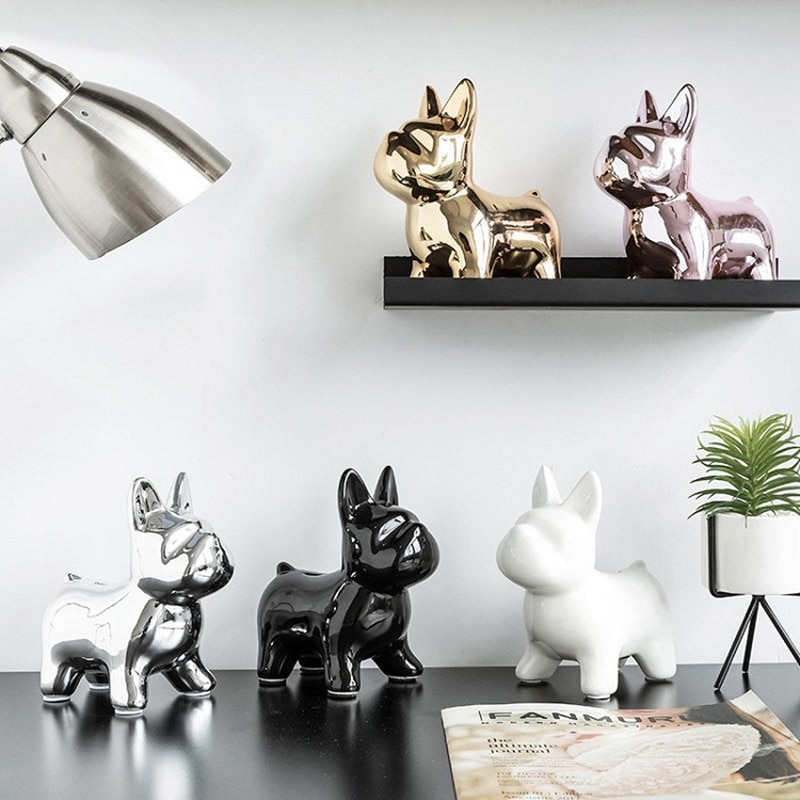 Nordisk keramik bulldog sparegris dekoration sød dyr soveværelse stue skrivebord prydhåndværk 5 farver
