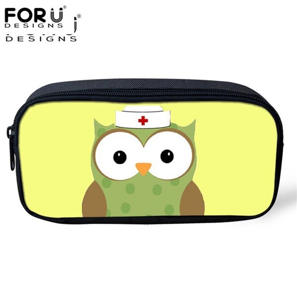 FORUDESIGNS Women Cosmetic Cases Makeup Bags Cartoon Cute Nurse Print Kids Girls Pencil Bags Children Pen Bag Cases: H9267K