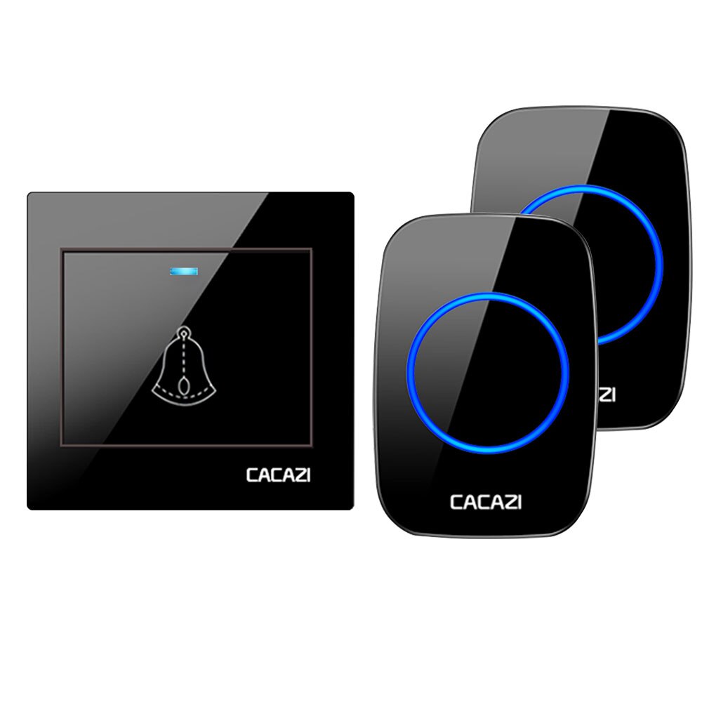 CACAZI Wireless Doorbell Waterproof 60 chimes 5 Volume Home Cordless Door Ring Bell 220V US EU UK Plug 1 2 Button 1 2 3 Receiver: MULTI / us