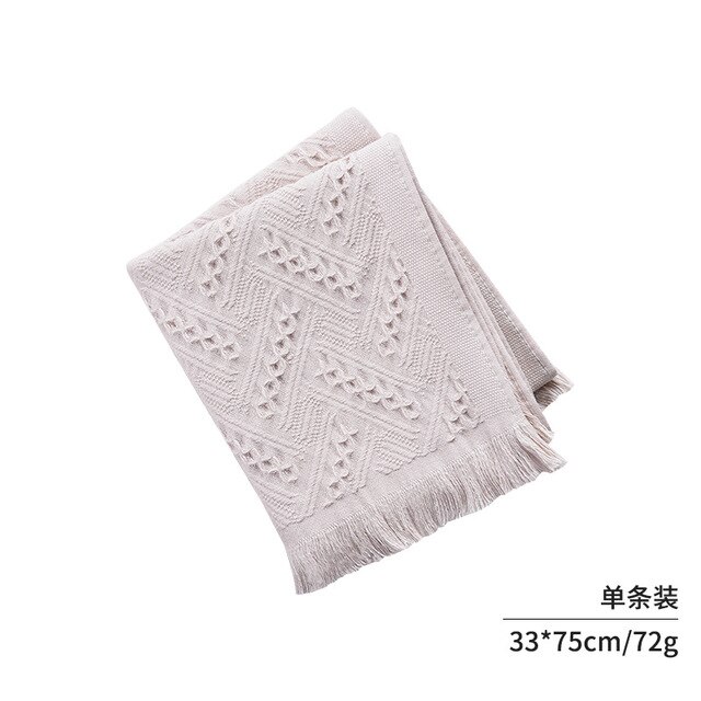33x75cm off white/grey/pink/grey color cotton jacquard face towel fringe towels wedding household towels adult: Light Grey