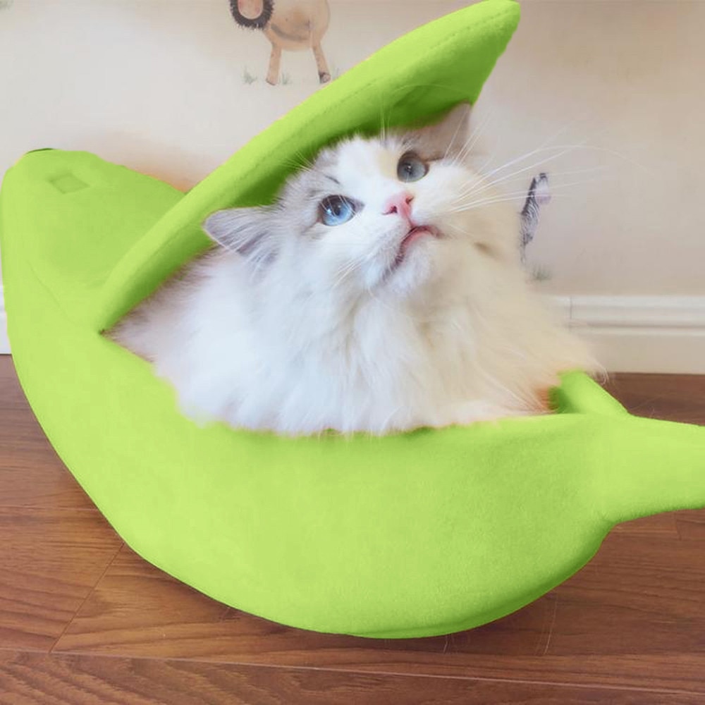 Cama de animais dobrável, cama dobrável para cachorros e gatos de estimação em forma de banana, macia e quente, cama respirável casa *
