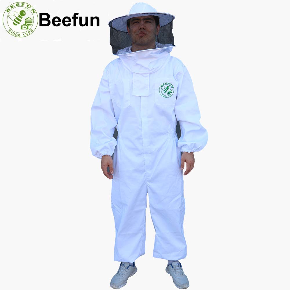 Beefun Beekeeping Suit Full Body Veiled Clothing White Protective Clothing With Hat Apiculture Bee Suits