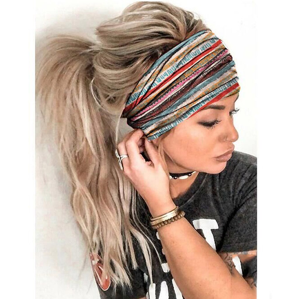 Snelle Levering Snelle Levering Vrouwen Star Moon Gedrukt Accessoires Hoofdband Elastische Hoofd Wrap Haarband Bandana Absorptie-Maskers: A