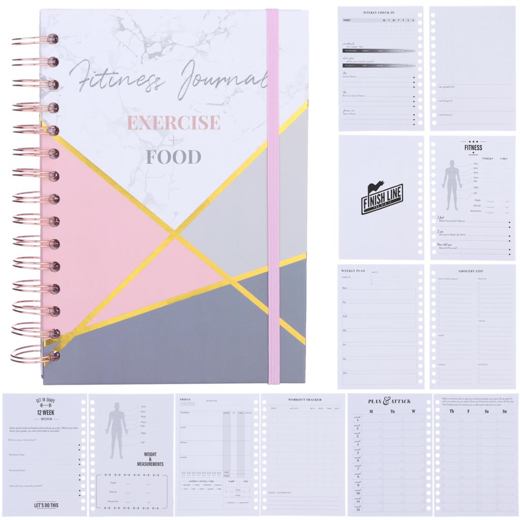 Fitness Journal Workout Planners with Diet &amp;amp; Calorie Personal Health Tracker: Peach