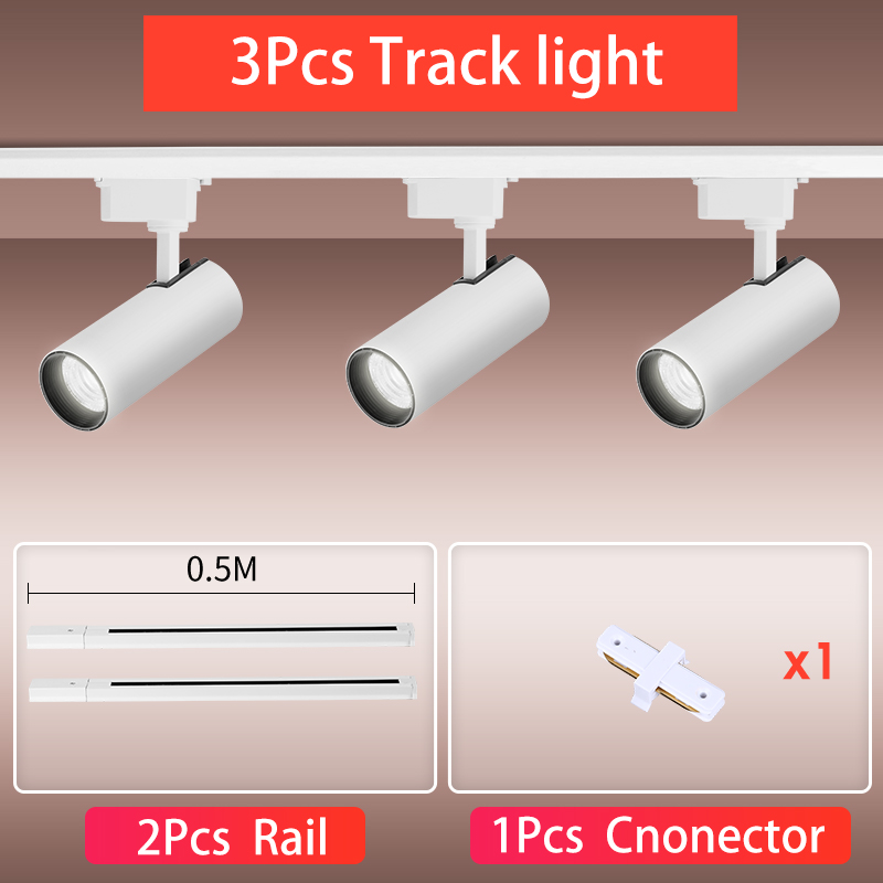 Led-skenlampa set spotlight skena lampa 220v butiksbelysning skena 30w spotlights för klädbutik dekoration armatur: Mörkröd / Svart