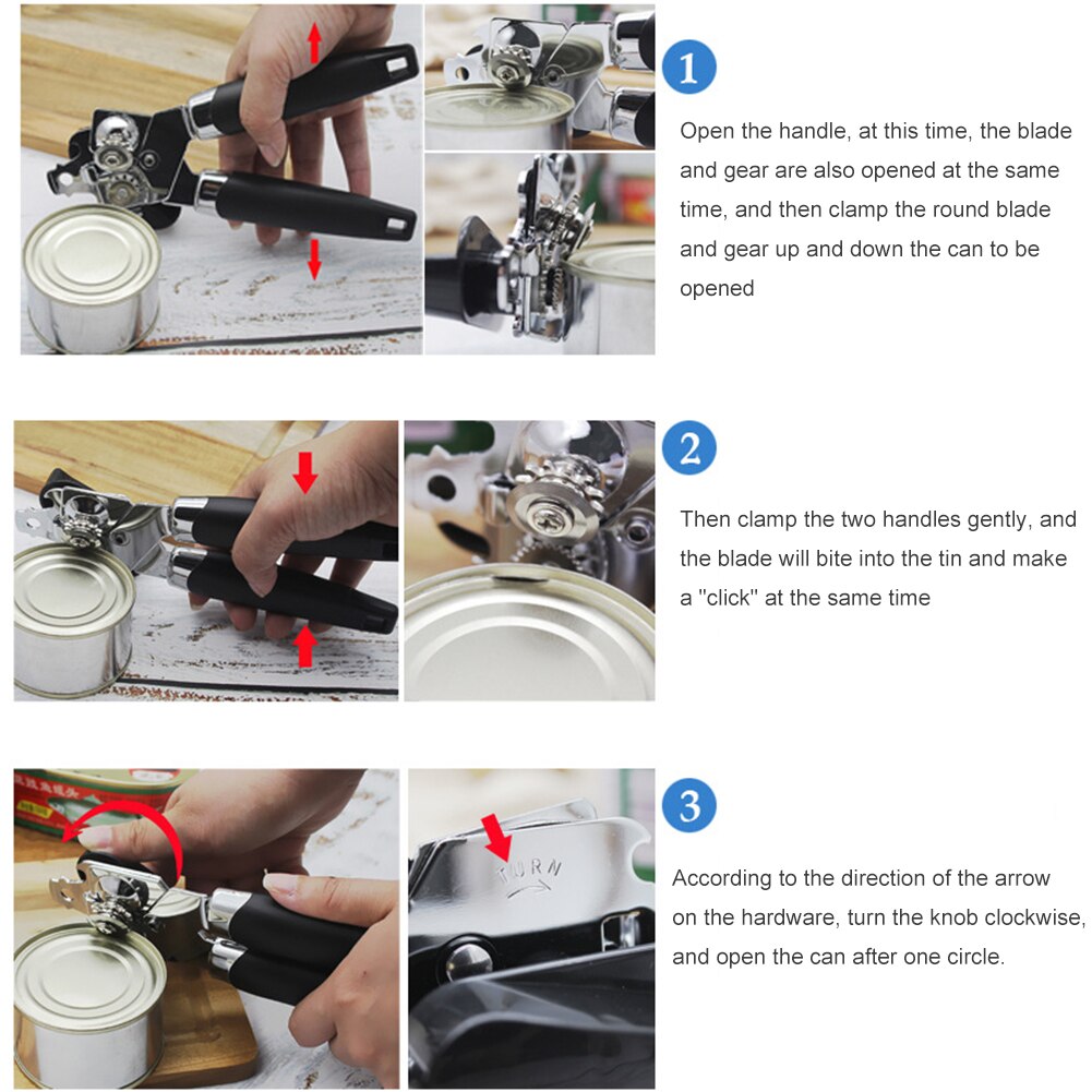 Manual Can Opener Ergonomic Side Cut Powerful Opening Tools