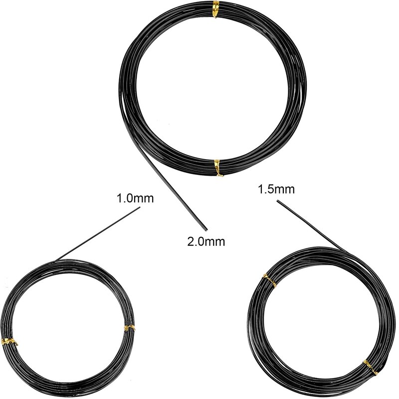 9 Rolls Bonsai Wires Anodized Aluminum Bonsai Training Wire with 3 Sizes (1.0 Mm,1.5 Mm,2.0 Mm),Total 147 Feet