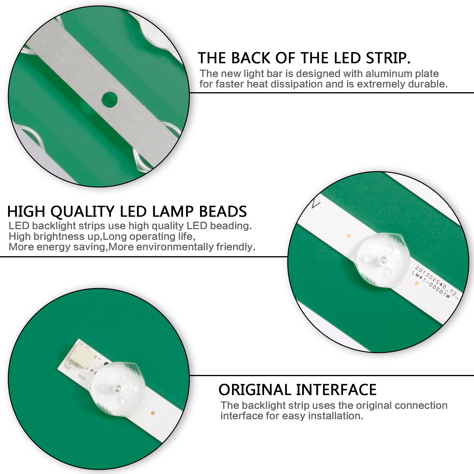 Kit )3 st 12/13 led 76cm led strip för samsung tv  un40 h 5203af 2013 svs 40 lm41-00001v lm41-00001w d3ge-400 sma -r2 d3ge-400 smb -r2