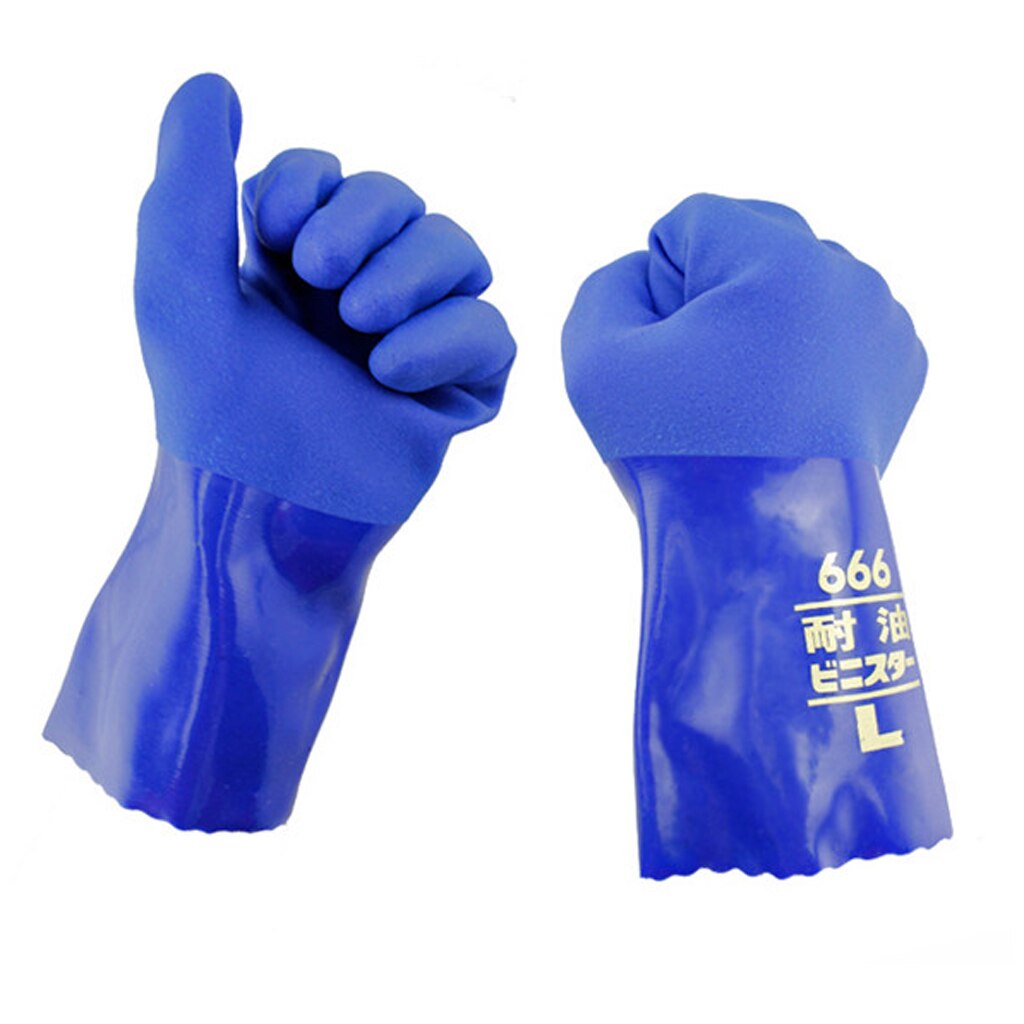 1 Pair Blue Oil Resistant Safety Work Gloves Chemical Resistant Gauntlet Oil Resistant Protection Sportswear Accessories
