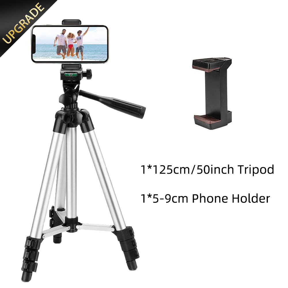 Tripod for Phone 50-Inch/125cm with Remote Control &amp; Phone Holder, Lightweight Tripods for Mobile Cell Smartphone Gopro Camera: 125cm with holder