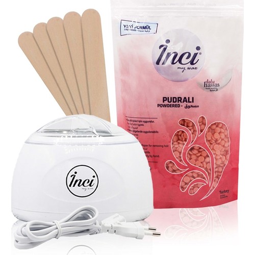 Kit d&#39;épilation à la cire perlée, chauffage dépilatoire pratique + 200 g de poudre de perles, corps, soins, haricots, 5 autocollants en bois