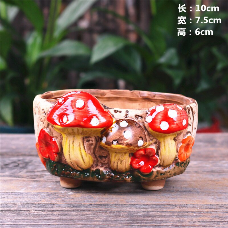 Paddestoel Steengoed Succulent Bloempot Woondecoratie Decoratie Creatieve Handgemaakte Gat Craft Succulent Bloempot: 5