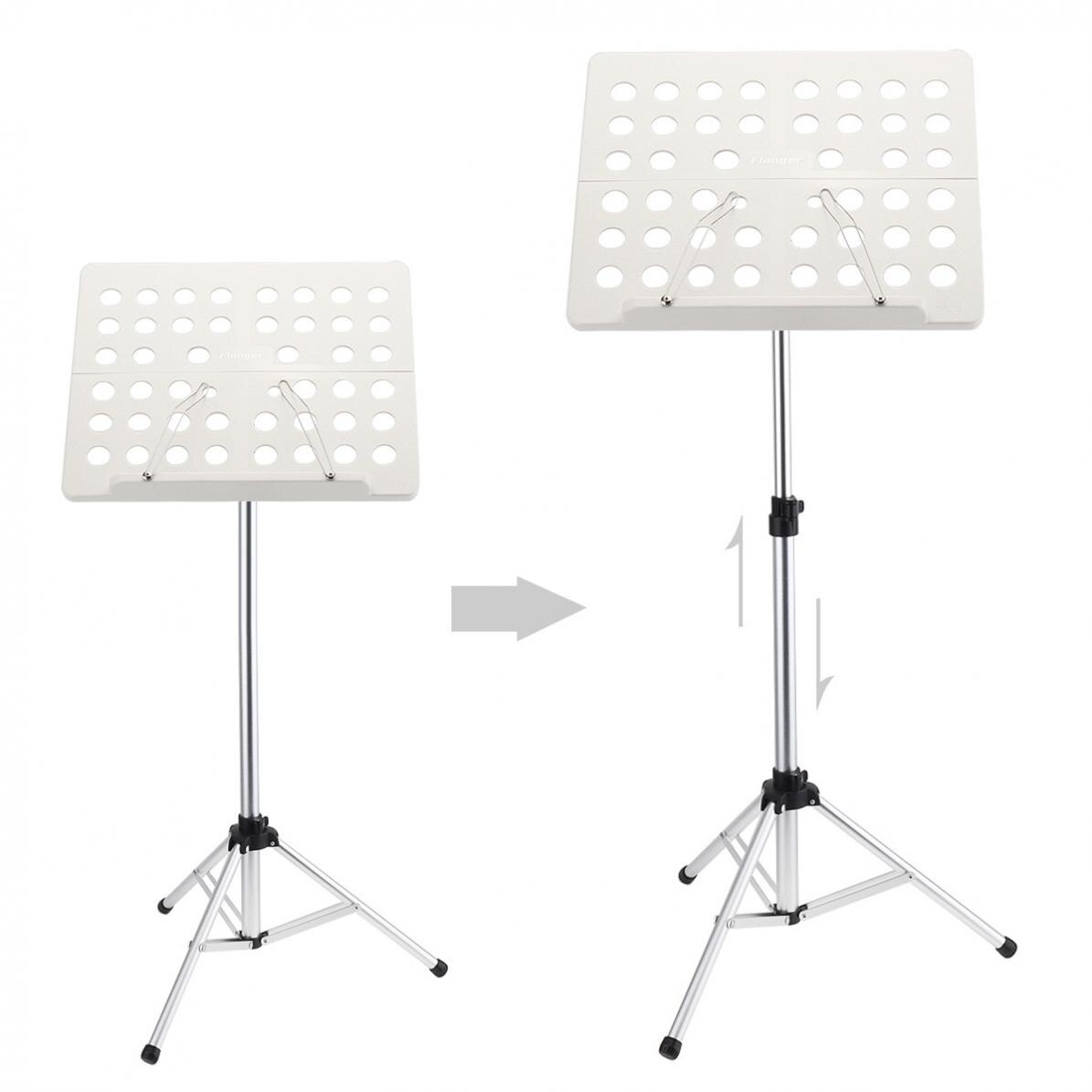 Flanger Folding Lightweight Music Stand ABS Sheet Aluminum Alloy Tripod Stand Holder Height Adjustable with Carrying Cotton Bag