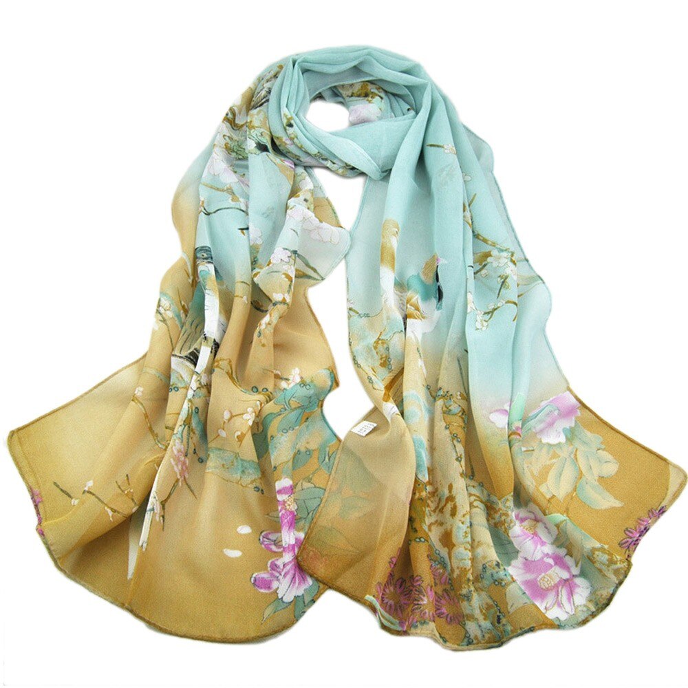 Women Silk Scarf Print Simulation Silk Scarf Bandana Long Soft Shawl Wrap Hijab Summer Sun Protection Scarves