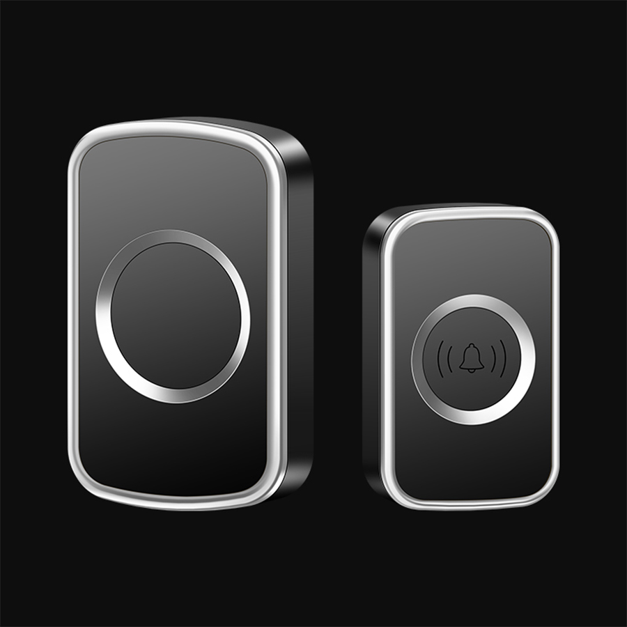 CACAZI Heimat DC batteriebetriebene kabellose wasserdichte Türklingel, intelligente 300-Meter-Fernbedienung, 60 KlingeltöNe, draussen-Anrufglocke: Orange