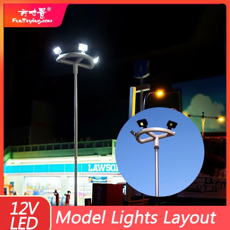 2PCS/4PCS HO Scale Model lighting tower,Model Street Lights Layout Lamppost Train/Garden/Playground/Stadium Overhead Lights