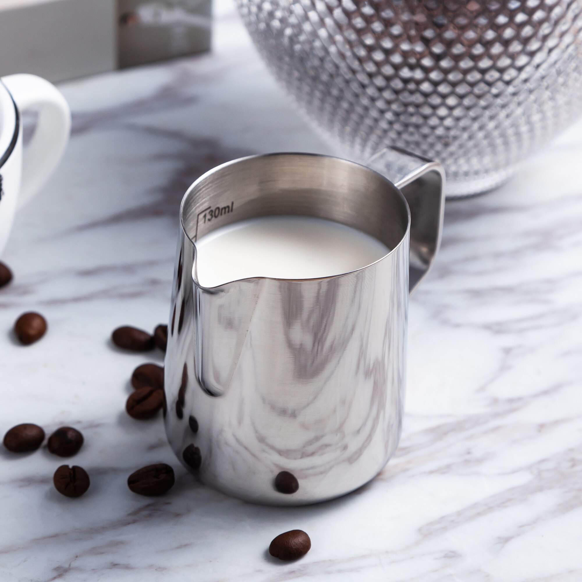Maidonvaahdotuskannu ruostumaton teräs vaahdotuskannu espresso kahvi barista askartelu latte cappuccino maidon kermavaahdotin kannu
