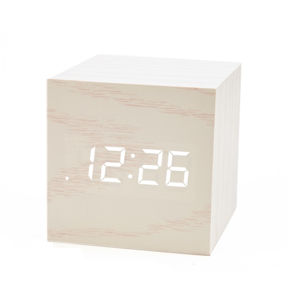! mini digital trä led väckarklocka trä retro glöd klocka skrivbord bord dekor röststyrning snooze funktion skrivbord kalender