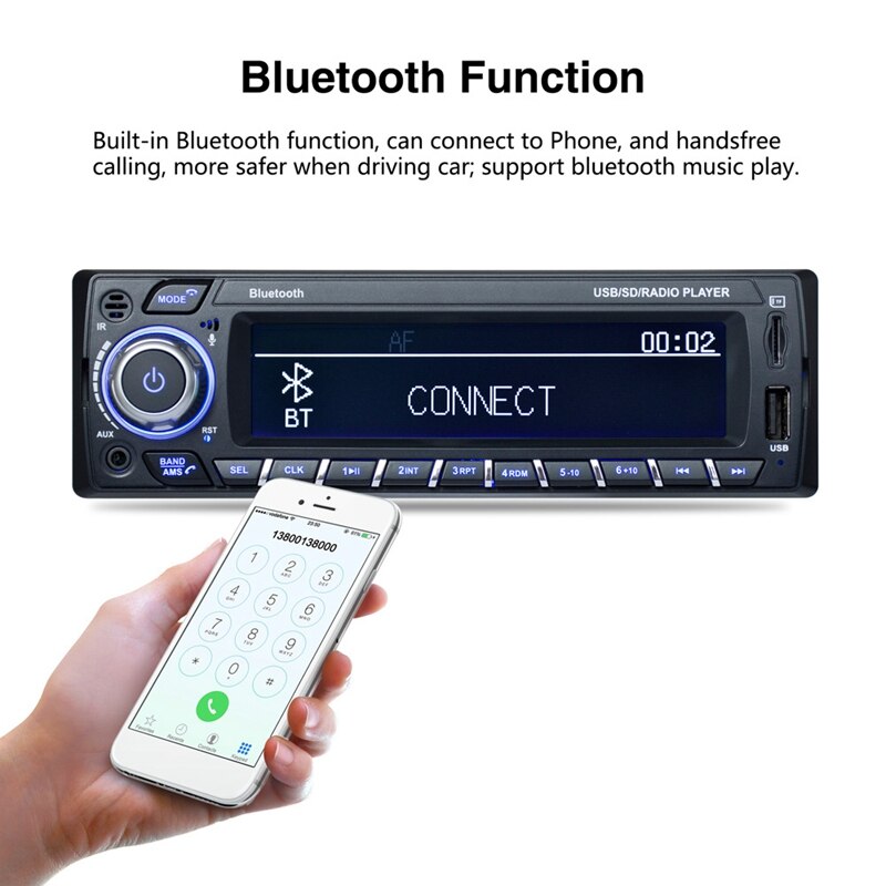 Autoradio Bluetooth DAB + RDS, lecteur MP3, écran LCD AM/WMA, FM, USB, carte SD, mains libres, Audio numérique, ISO, 1 Din, 3101