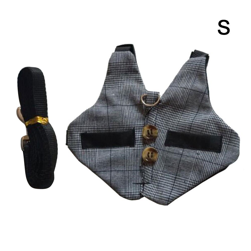 Multifunctionele konijnenvest harnas trekkoordset klein dier verstelbaar zacht harnas met knoopversiering formeel pak stijl: Grijs / M