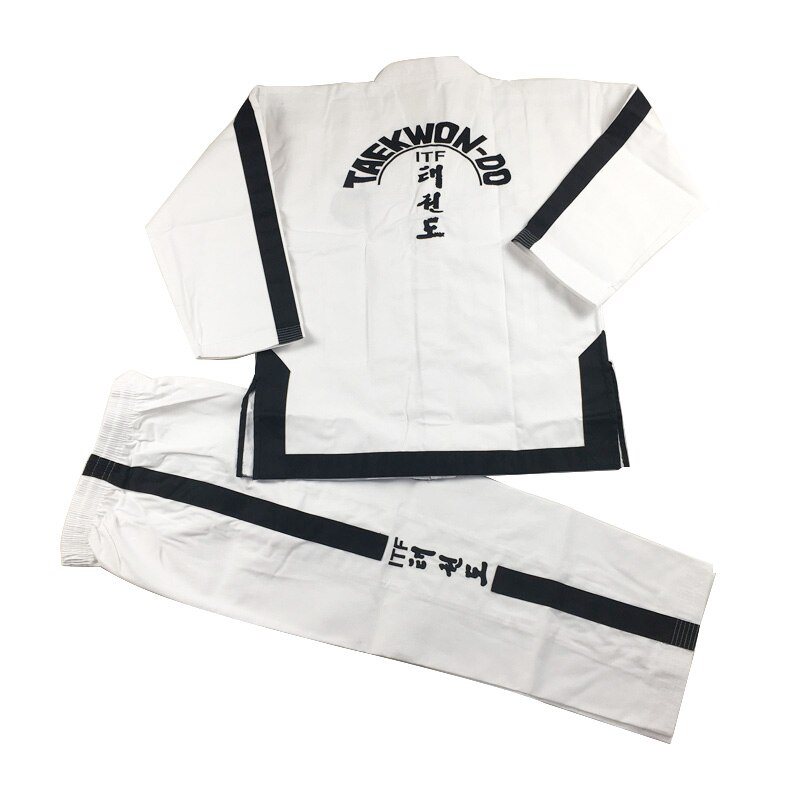 SINOBUDO Taekwondo White Embroidery Standard ITF Uniform For Instructor Uniforms Men Taekwondo Uniforms Suit