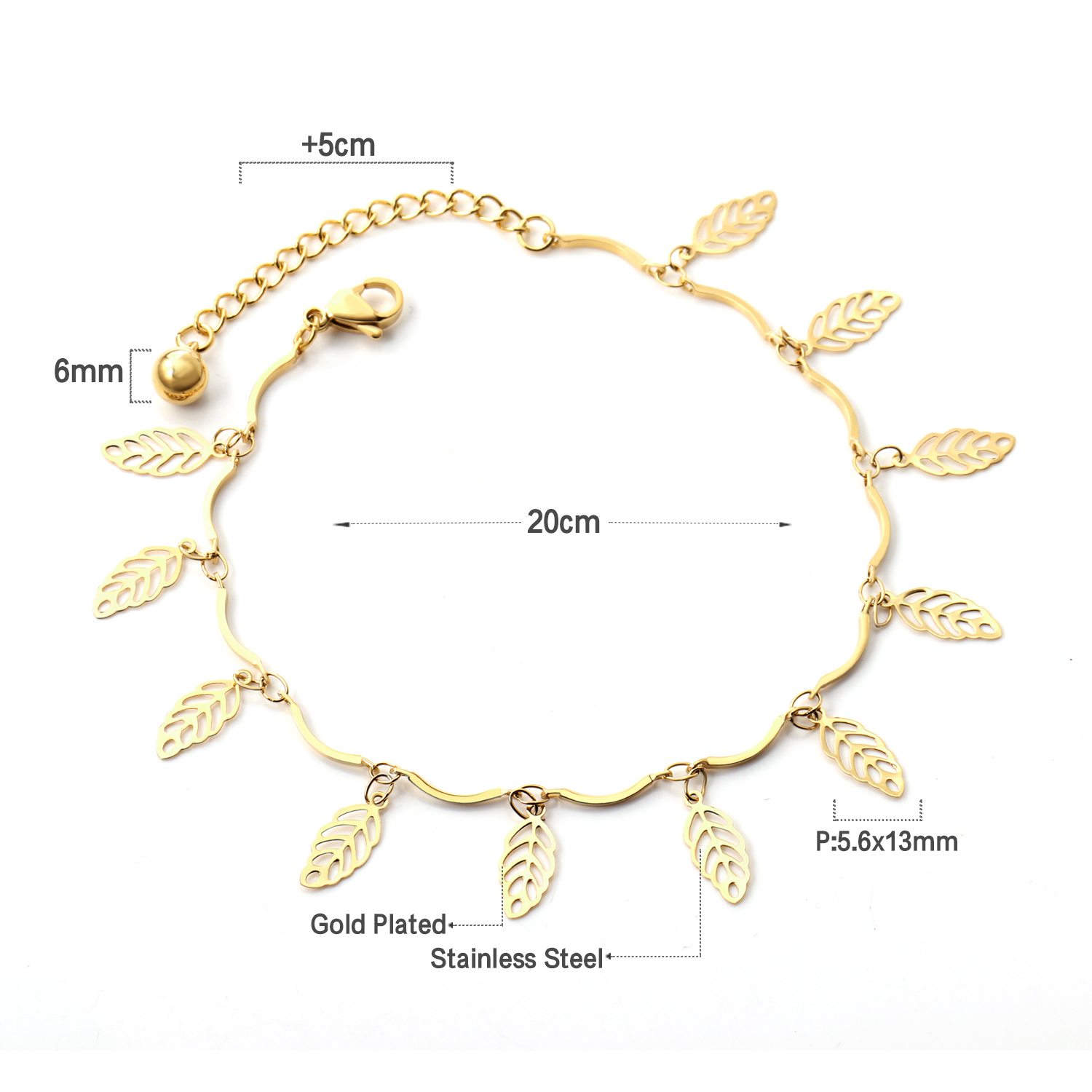 Simple Gold Color Stainless Steel Anklets Bracelets Women Tassel Starfish Leg Chain Heart Tag Foot Jewelry Summer Accessories: Rhodium Plated