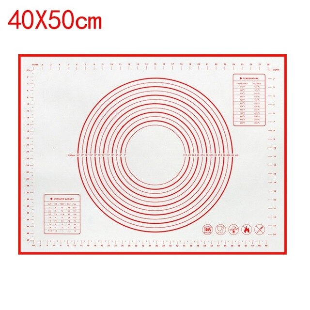 Küche Zubehör Spielereien Große Silikon zurück matt Blatt Pizza Teig Nicht-Stock Gebäck Kochen Werkzeuge Küche Utensilien Liefert: 50x40cm rot