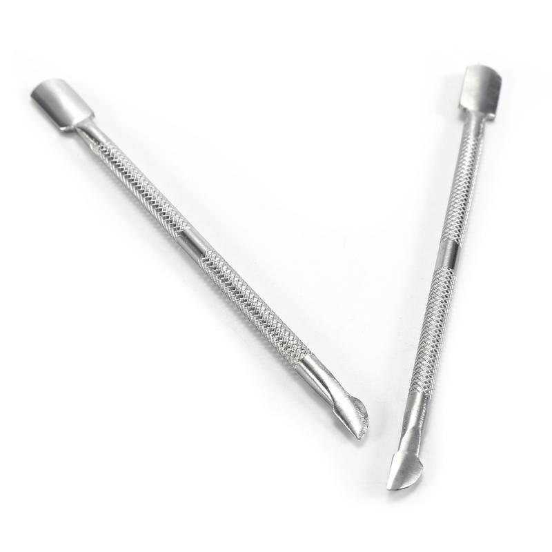 Espátula de acero inoxidable para uñas, herramienta de manicura para exfoliar cutículas, piel muerta, doble cabezal, 7/1 Uds.