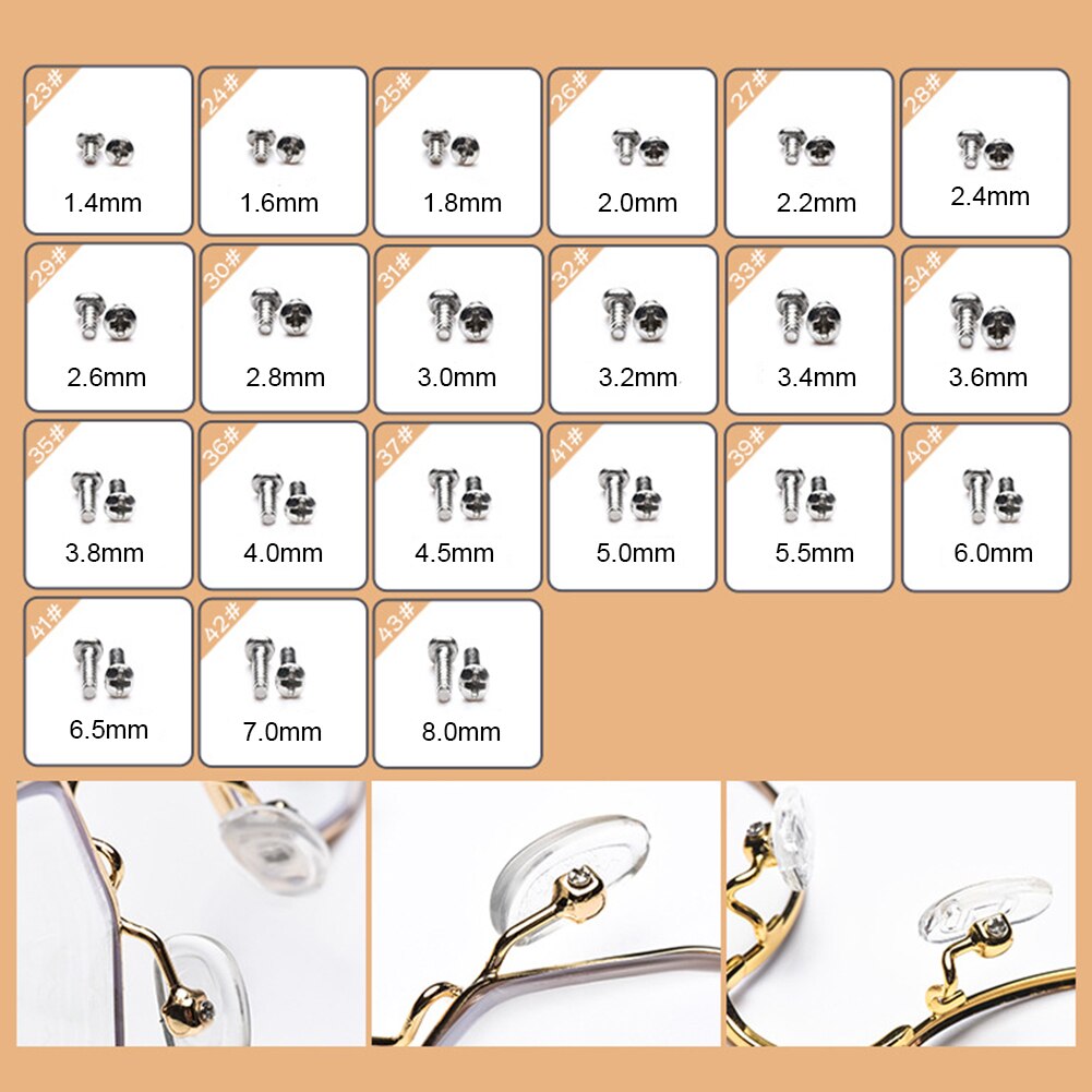 100pcs Set Repair Tool Spectacles With Tweezer Assortment Silicone Nose Pad Nut Kit Sunglass Micro Screwdriver Eyeglasses Tiny