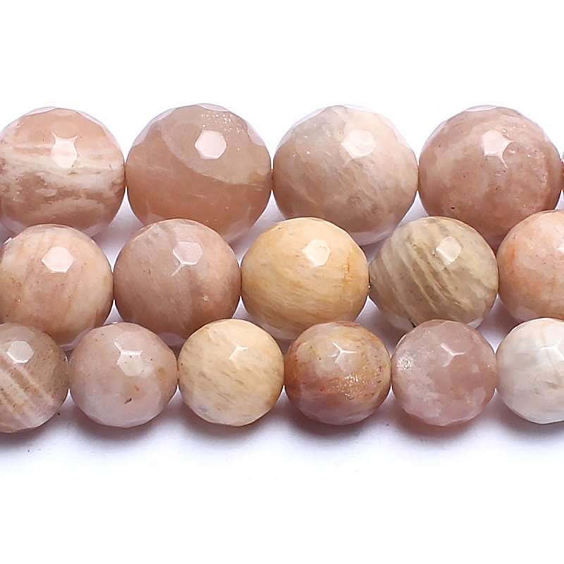 Natrual Stone Beads Faceted Sunstone Round Beads For Jewelry Making Bracelet Necklace 15inches 6/8/10/12mm Pick Size