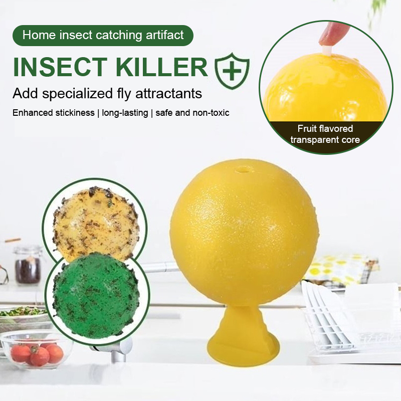 Fruit Fly Traps Flying Insects Trap Ball Fruit Flavor Trap Kitchen Home Sticky Trap For Indoor Outdoor Mosquito Collector