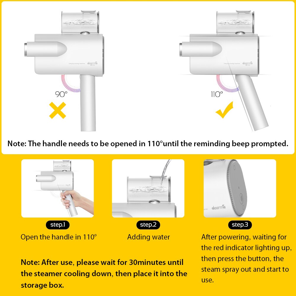 Xiaomi Deerma 220V à la main vêtement vapeur DEM-HS006 fer à vapeur chauffage rapide Mini voyage Portable vêtements anti-rides
