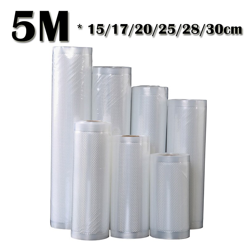 5M A Roll of Food Vacuum Sealer Packaging Bag Clear Single-Sided Texture Heat-Sealed Compressed Mesh Bag Vacuum Bag 15-30cm