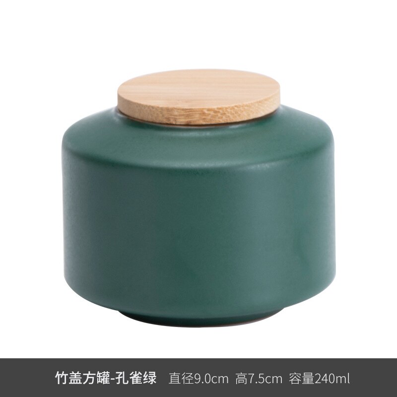 Mini frasco de cerámica con cubierta de madera de bambú para almacenamiento, caja de almacenamiento para objetos pequeños de joyería, creativa, portátil, de viaje, para el hogar: H