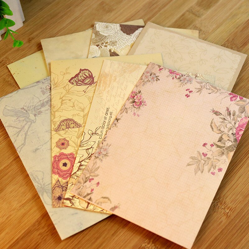 10pcs Flower Letter Pad Envelope Letter Paper School Stationery Vintage Office Message Writing Love Paper Letter Set Women&#39;s: Default Title