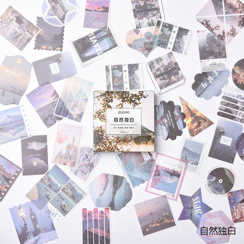 XINAHER 80 Pcs/box Vintage INS life Journal paper sticker DIY decoration sticker for album scrapbooking label sticker: F