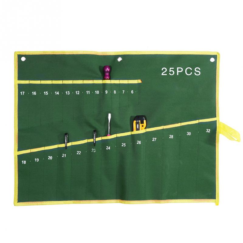 6/8/10/12/14/25 Pockets Spanner Wrench Roll Up Storage Organizer Bag Pouch Double Opening Double Offset Ring Spanner Tool Bag