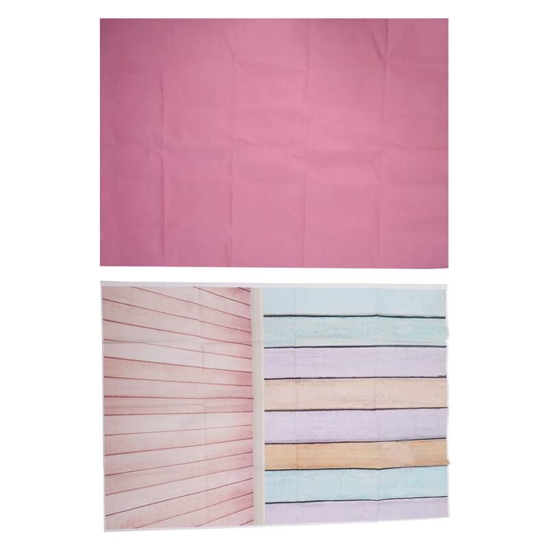 3X5FT Photography Background Cloth Backdrop Photo Pink & 3X5Ft Colorful Wooden Wall Floor Photography Background