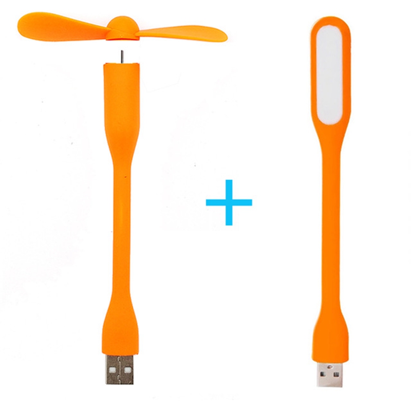 Mini ventilateur USB flexible et pliable avec lumière LED, humidificateur, banque d'alimentation, ordinateur portable, gadget d'été,: Orange
