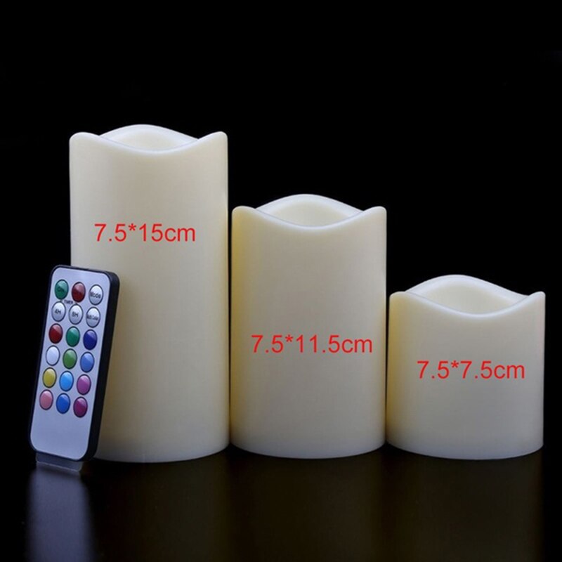 1/3 PCS Electronic Candle Flameless 12 Colors LED Changing Candles Night Light Timing Remote Control Simulation Candle Wedding