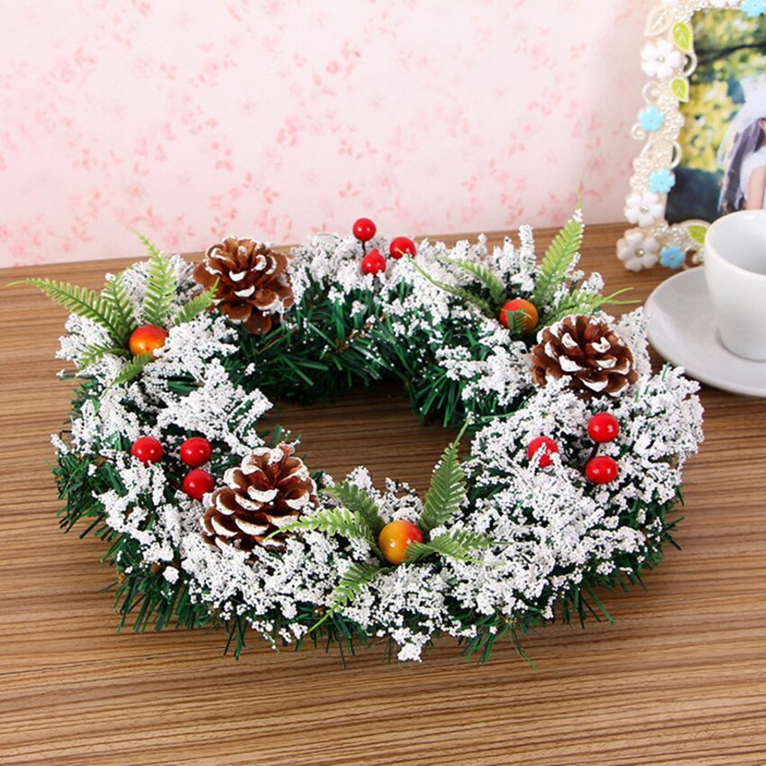 Kerst Krans met Rode Bessen en Dennenappels 20 cm/30 cm/40 cm, mooie en Volledige Winter Voordeur Krans Decoratie voor Thuis