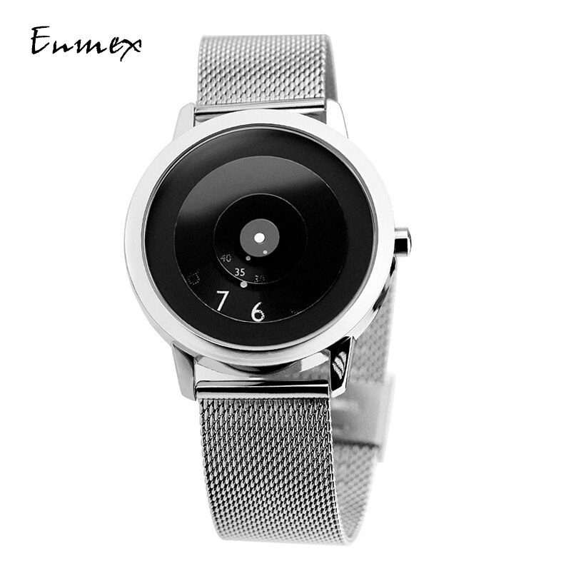 Enmex hit colour band wristwatch focal point special Hidden numbers men casual quartz watch: D1