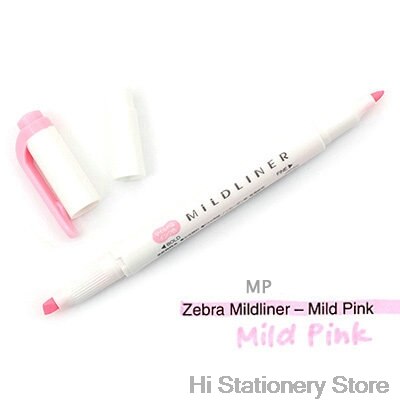 branded Zebra MildLiner Highlighter Marker Double-Sided Round Toe/Oblique Mild 15 Color for Choose Office and School Supply: Mild Pink 1PC