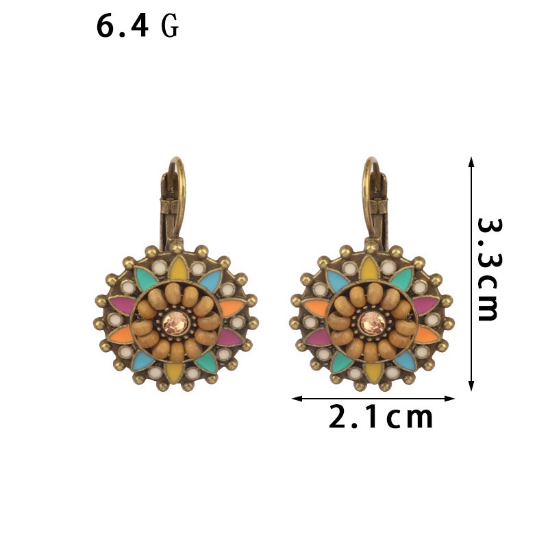 Neue Ethnische Zigeuner Corful Blume Hochzeit Ohrringe Für Frauen Tibetischen Schmuck retro Holz Perlen Damen Ohrringe